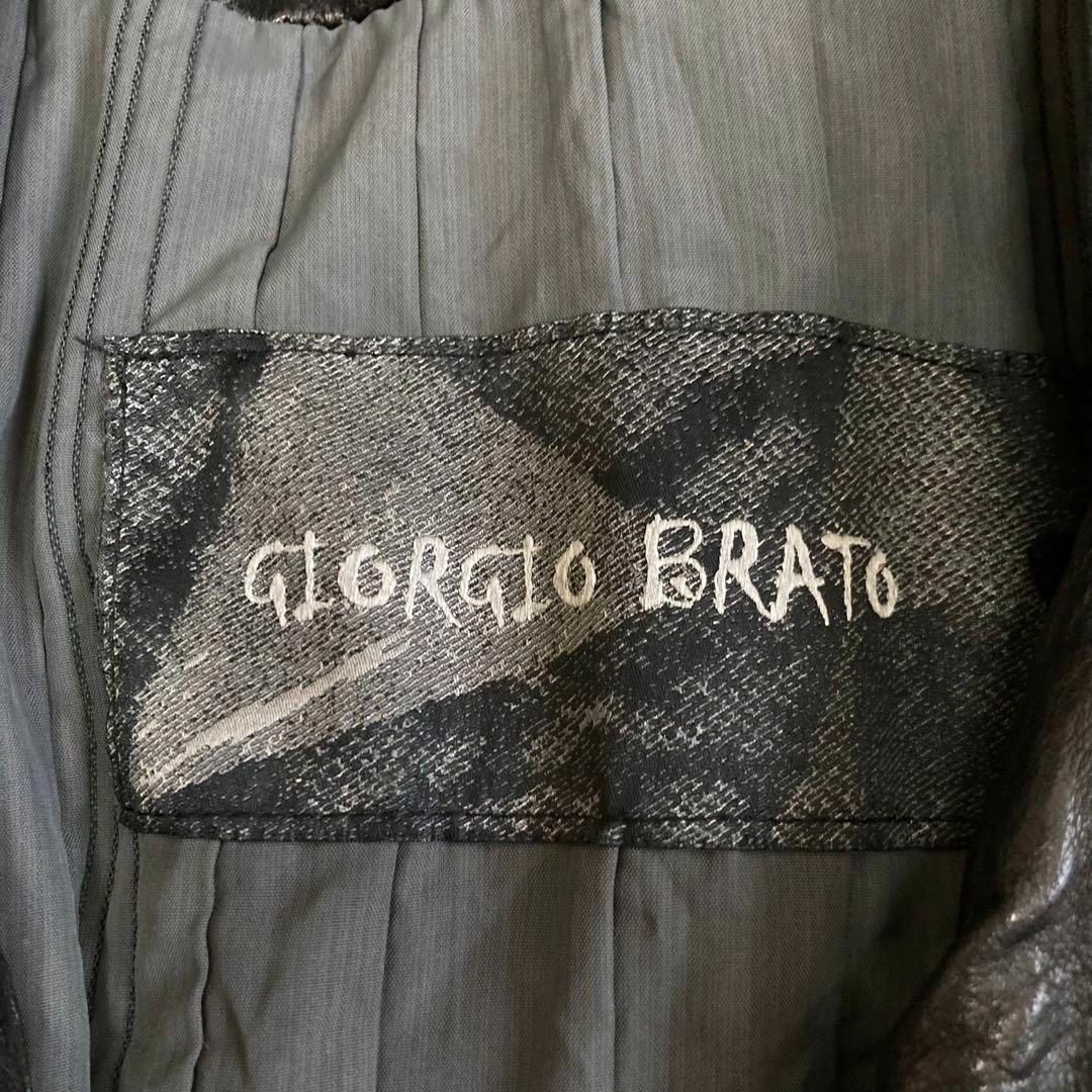 GIORGIO BRATO(ジョルジオブラット)のジョルジオブラット　ライダースラムレザージャケット　Mサイズ　ダメージ加工 レディースのジャケット/アウター(ライダースジャケット)の商品写真