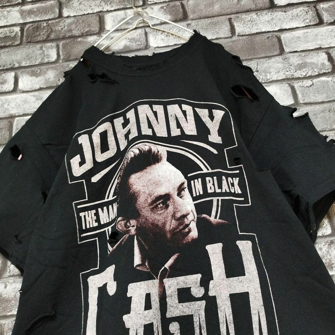 JOHNNY CAGH ジョニーキャッシュ 両面プリント 袖カット バンドTシャツ バンT メンズXL /eaa341376