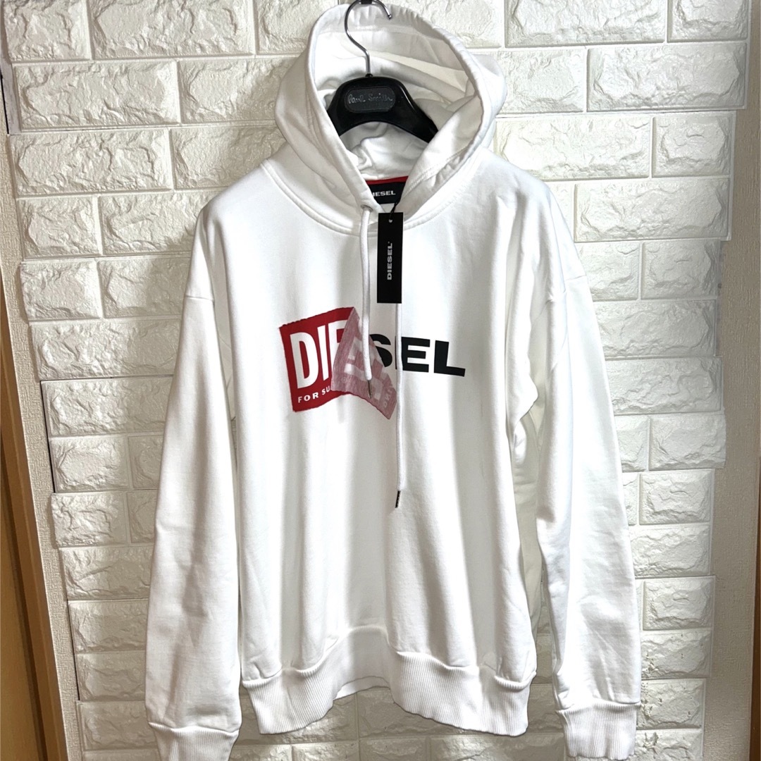 【新品】DIESEL ディーゼル／剥がれロゴ フーディー パーカー S