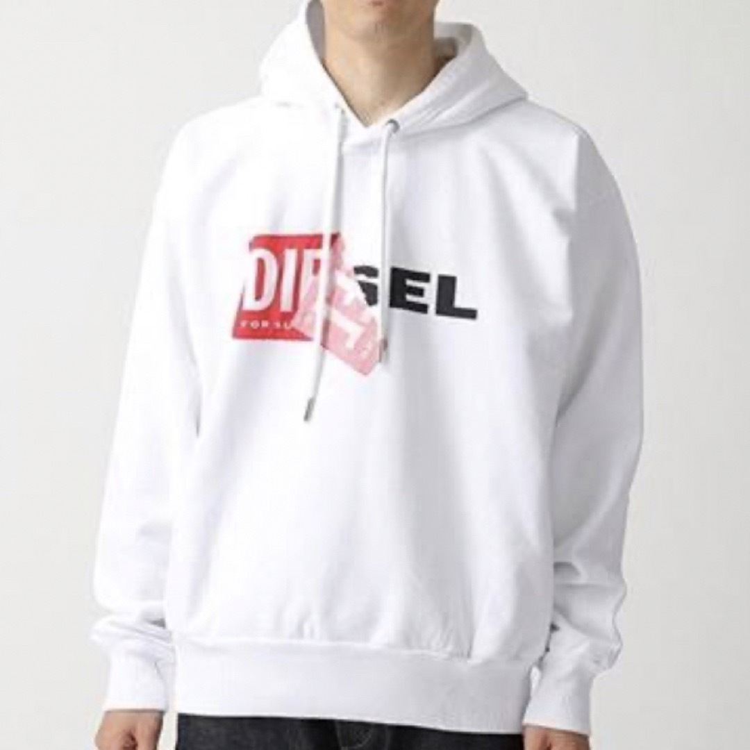 【新品】DIESEL ディーゼル／剥がれロゴ フーディー パーカー S