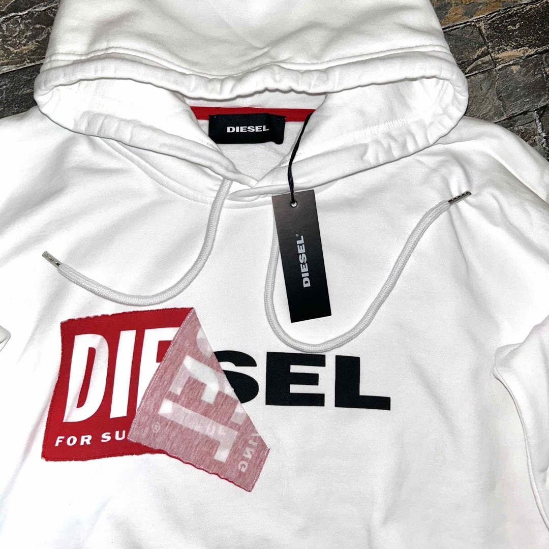 新品】DIESEL ディーゼル／剥がれロゴ スウェット フーディー パーカー