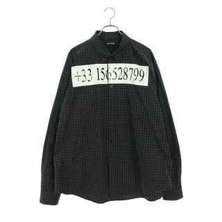 バレンシアガ(Balenciaga)のバレンシアガ  18AW  542175 TCM02 フロントプリントチェック長袖シャツ メンズ 38(シャツ)