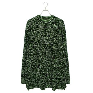 BALENCIAGA バレンシアガ 20SS ジャガード ロゴ総柄 クルーネックニットセーター イエローグリーン