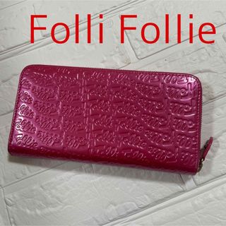 Folli Follie フォリフォリ 型押し レザー 長財布 ピンク ブランド