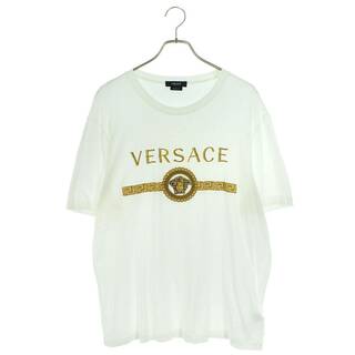 VERSACE - ヴェルサーチ A87372 メデューサ刺繍ストーン装飾Tシャツ 