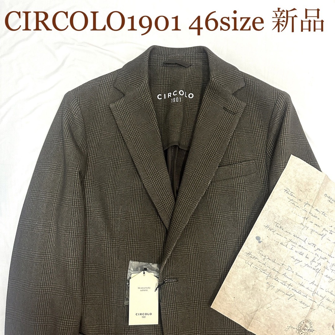 未使用　チルコロ　circolo　ジャージージャケット46 グリーン系チェック