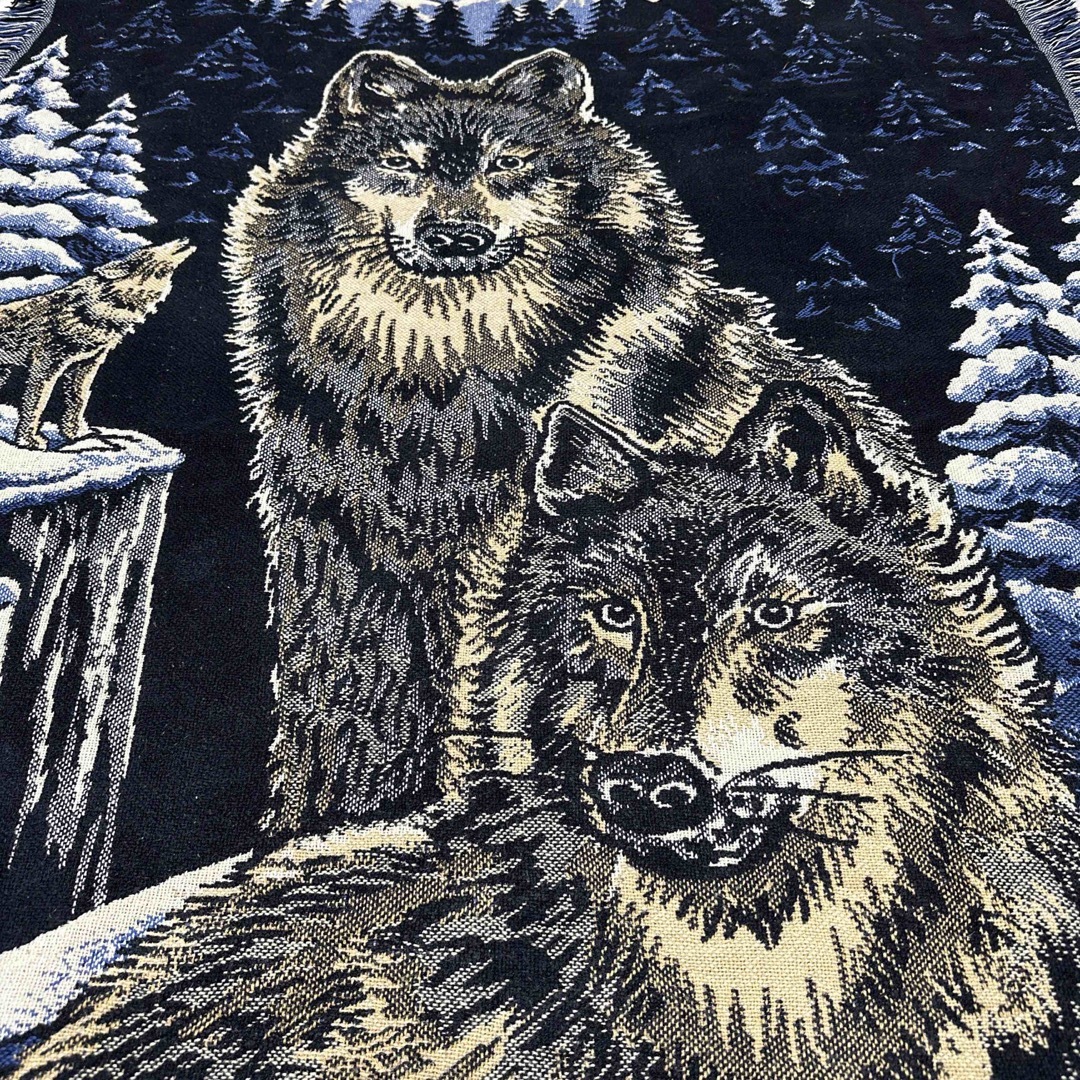 オオカミ　狼　マルチカバー　ソファーカバー　ビンテージラグ　174x120 8