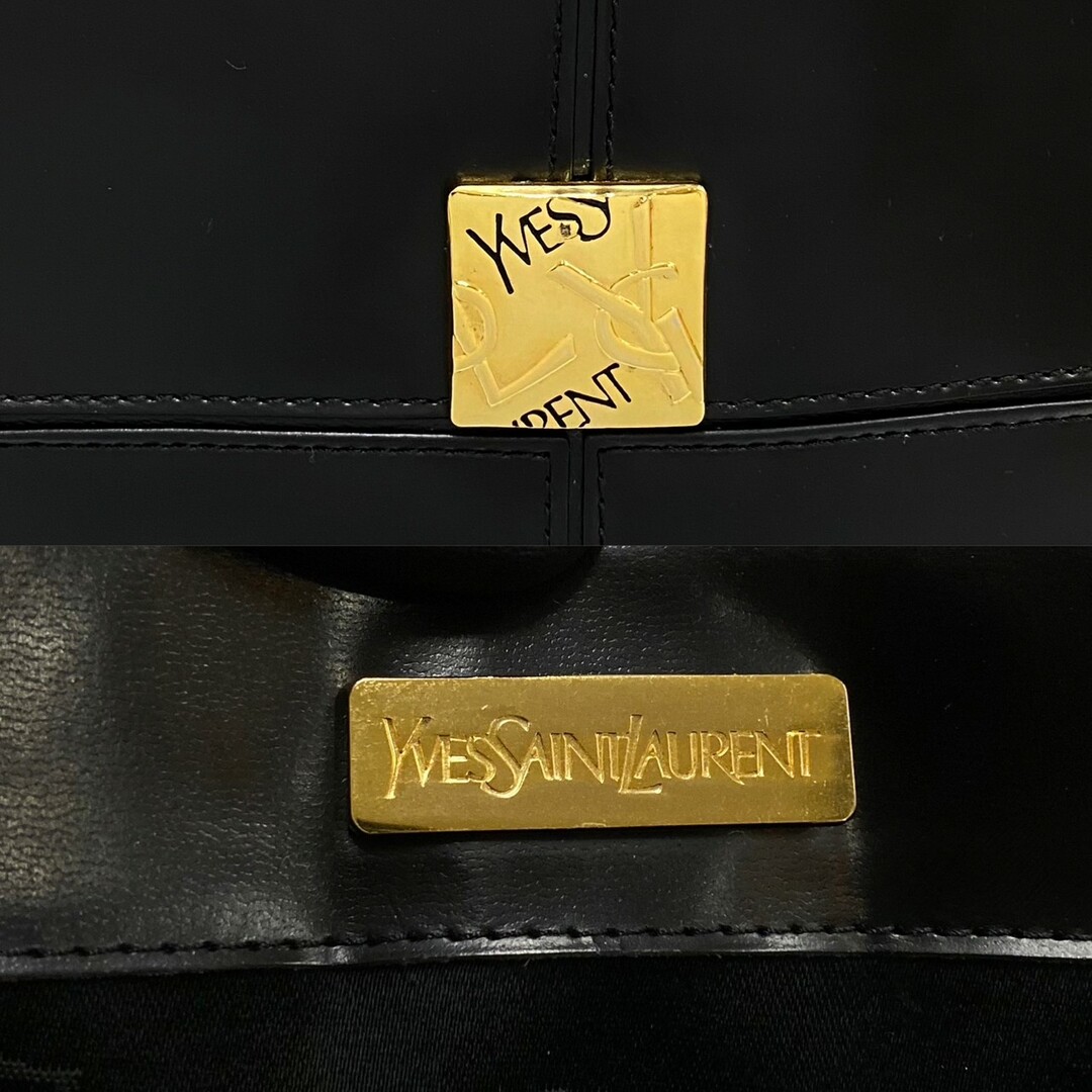 美品 Yves Saint Laurent イヴサンローラン YSL ロゴ 金具 レザー 本革