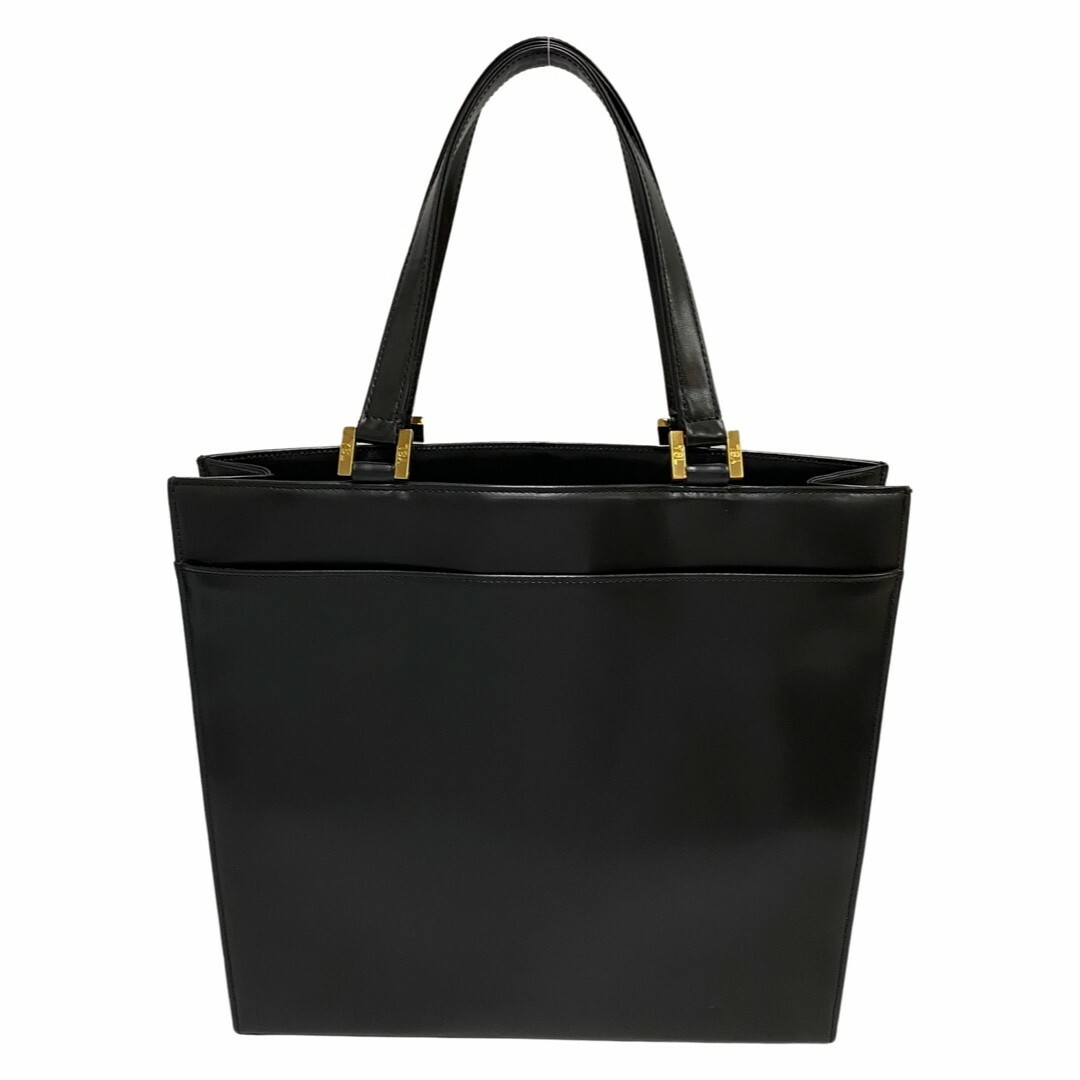 極 美品 YVES SAINT LAURENT イヴサンローラン ヴィンテージ YSL ロゴ 金具 カットアウト レザー 本革 トートバッグ ブラック 40431