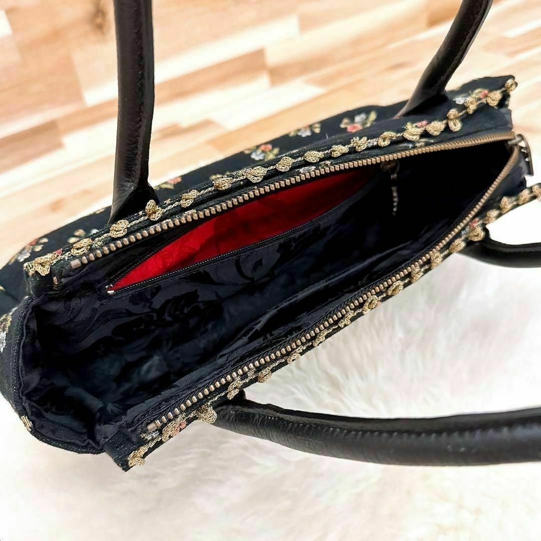 シンクビー】ミニ トートバッグ ビジュー スパンコール ゴブラン 花柄