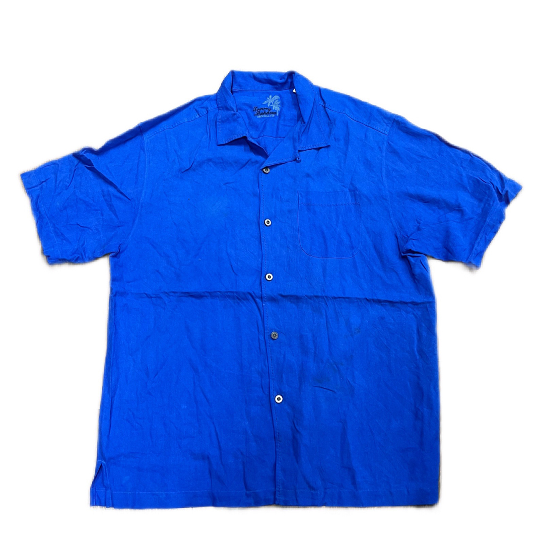 オ　シルク100% キューバシャツ　開襟シャツ　半袖