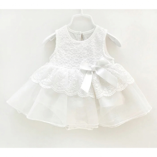 花柄刺繍のレースドレスロンパース　新生児用から　2サイズ(セレモニードレス/スーツ)