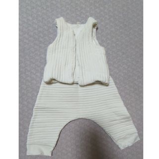 プチバトー(PETIT BATEAU)のプチバトー　白　セットアップ　12m(ロンパース)