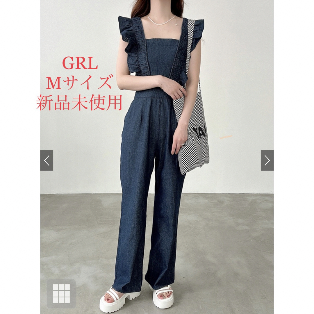 GRL - GRL ショルダーフリルデニムオールインワン 新品未使用 【匿名 ... スカラー 133683:遊び疲れておやすみネコ刺繍 デニムパンツ