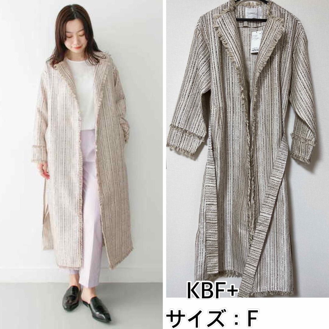 KBF+(ケービーエフプラス)の新品❤️KBF + ラスティックフリンジコート　ケービーエフプラス レディースのジャケット/アウター(ロングコート)の商品写真