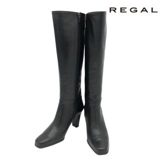 美品〉REGAL リーガル【23cm】サイドジップ ロングブーツ 黒 ブラック