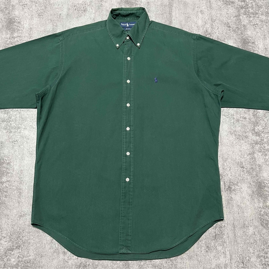 ラルフローレン☆ワンポイント刺繍ロゴチノボタンダウンシャツ 90s グリーン