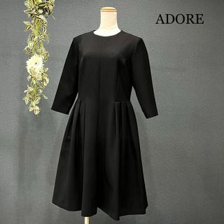 極美品 ADORE アドーア ジョーゼット タック フレア ワンピース 黒 M