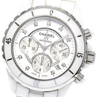 シャネル(CHANEL)のシャネル CHANEL H2009 J12 白セラミック 9Pダイヤ クロノグラフ 自動巻き メンズ _762285(腕時計(アナログ))