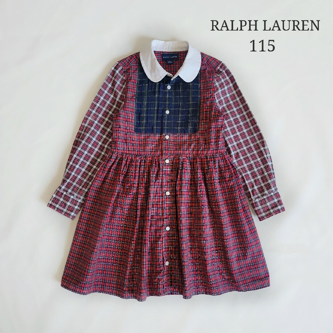 Ralph Lauren(ラルフローレン)のラルフローレン チェックワンピース 115 洗える 綿100％ 女の子 キッズ キッズ/ベビー/マタニティのキッズ服女の子用(90cm~)(ワンピース)の商品写真