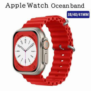 アップルウォッチ(Apple Watch)のApple Watch バンド ＃6 レッド オーシャンバンド M(ラバーベルト)