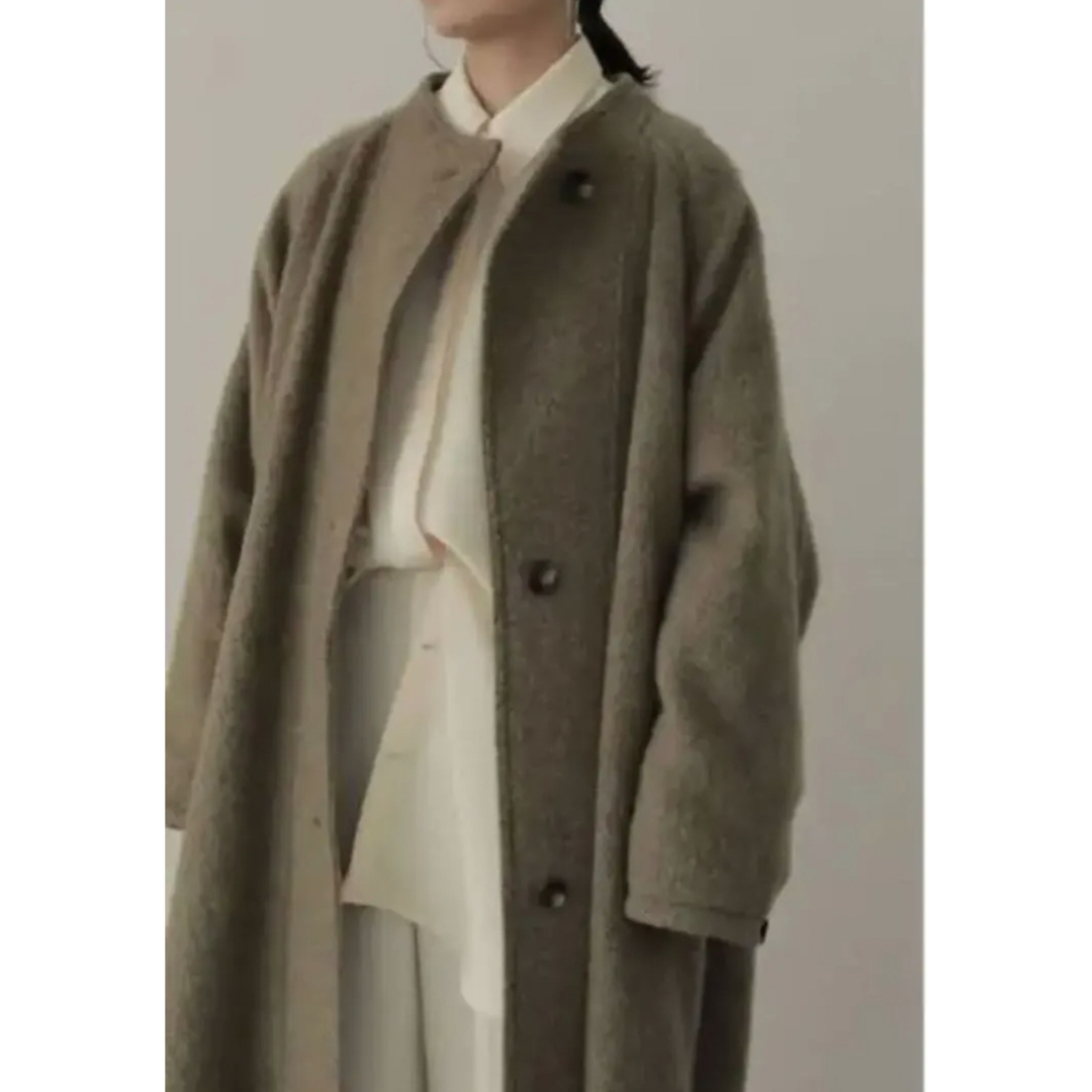 louren volume shaggy long coat khaki