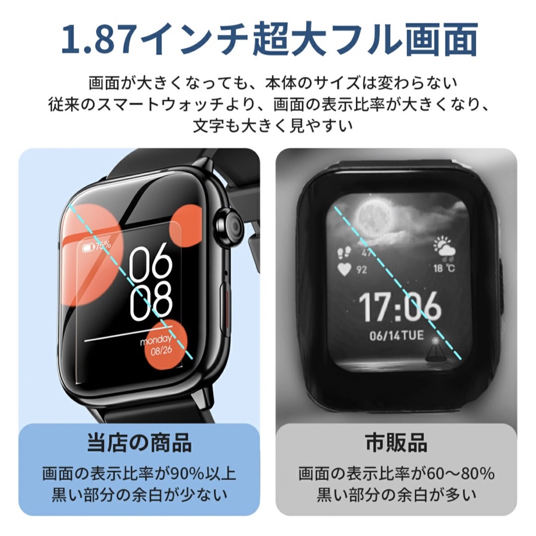 【最新版】スマートウォッチ　1.87インチ　健康管理　通話可能　防水　睡眠管理 メンズの時計(腕時計(デジタル))の商品写真
