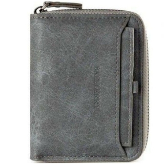 グレー　 短財布 男女兼用 パスケース付き ポケット多数 機能性(折り財布)