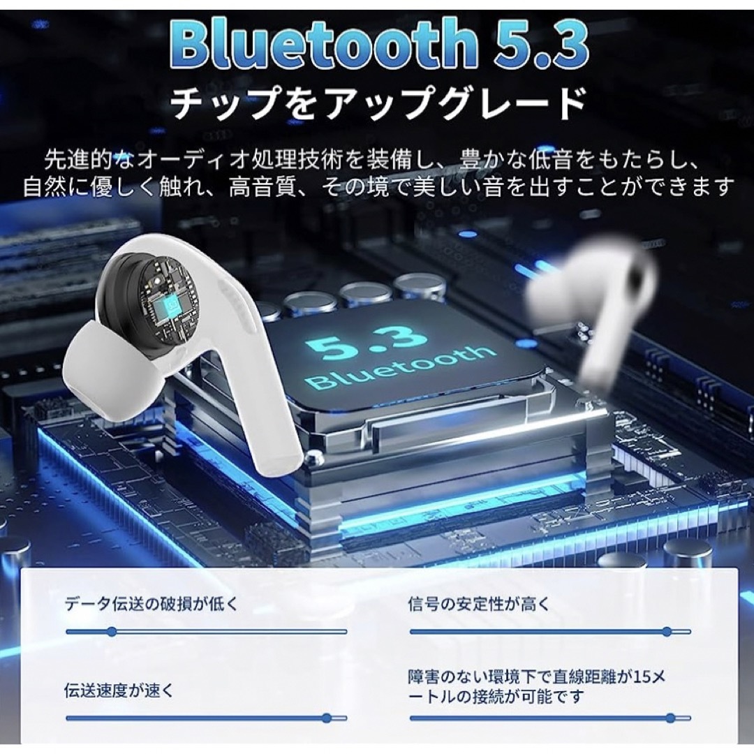 【2023新型Bluetooth5.3技術】 Bluetoothイヤホン スマホ/家電/カメラのオーディオ機器(ヘッドフォン/イヤフォン)の商品写真