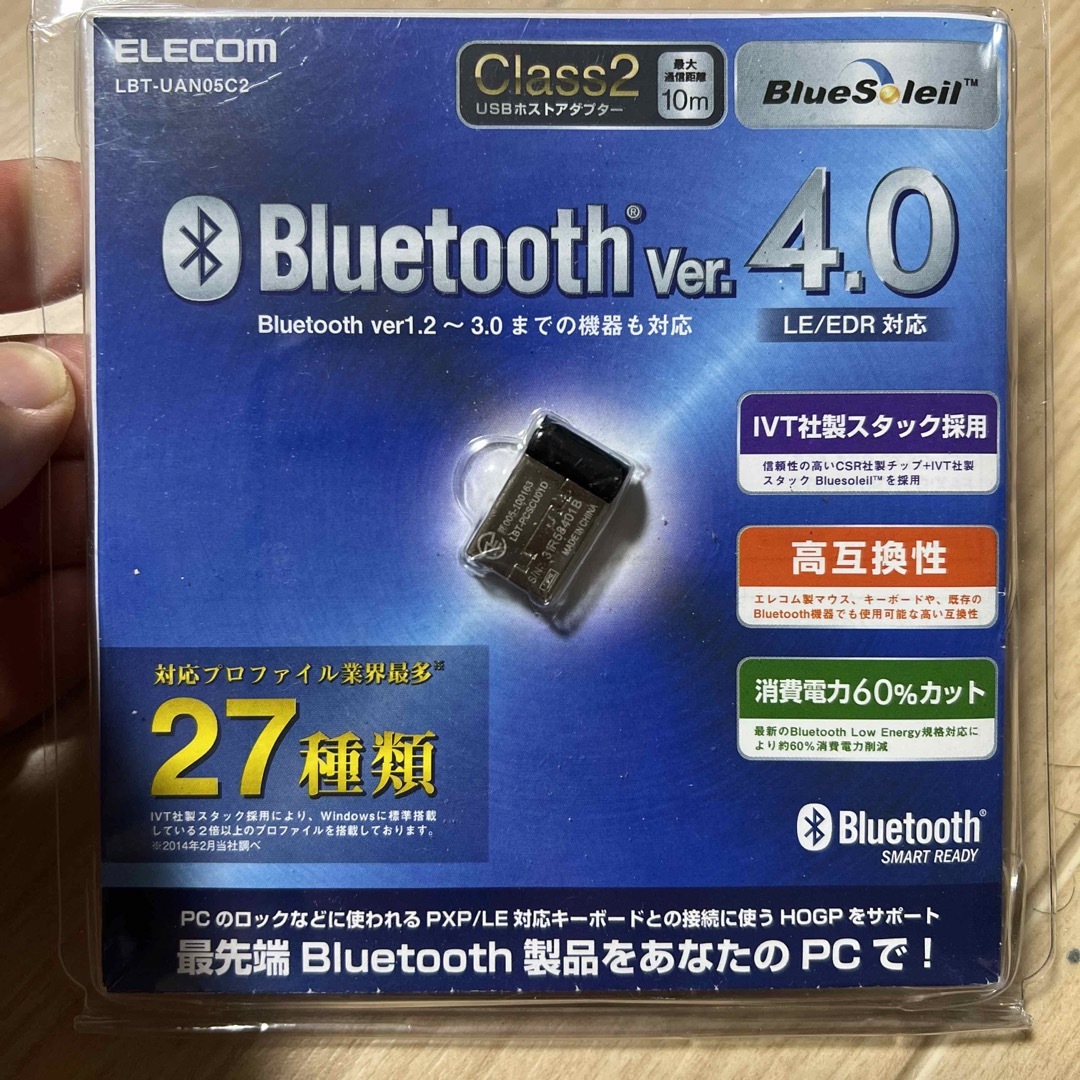 エレコム BluetoothVer4.0USBホストアダプター LBT-UAN0 スマホ/家電/カメラのPC/タブレット(PC周辺機器)の商品写真