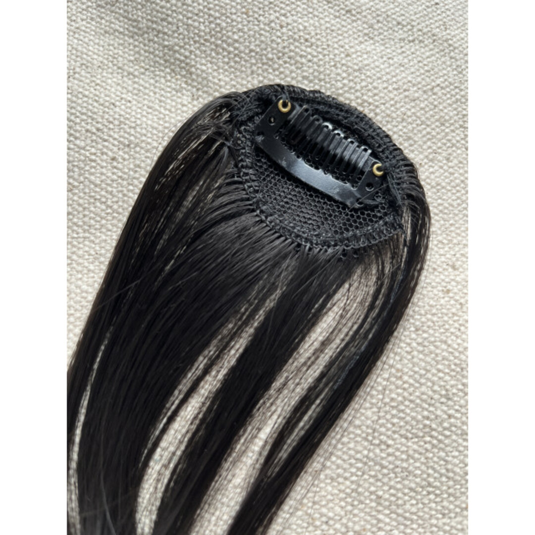 前髪ウィッグ  ブラック　ストレート サイドバング付 シースルーバング  レディースのウィッグ/エクステ(前髪ウィッグ)の商品写真