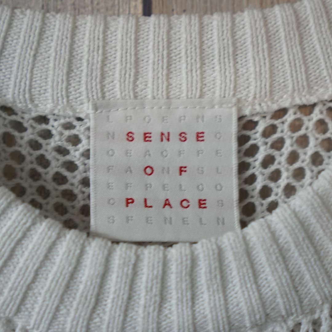 SENSE OF PLACE by URBAN RESEARCH(センスオブプレイスバイアーバンリサーチ)のSENSE OF PLACE メッシュクルーネックニットチュニック 白F レディースのトップス(チュニック)の商品写真