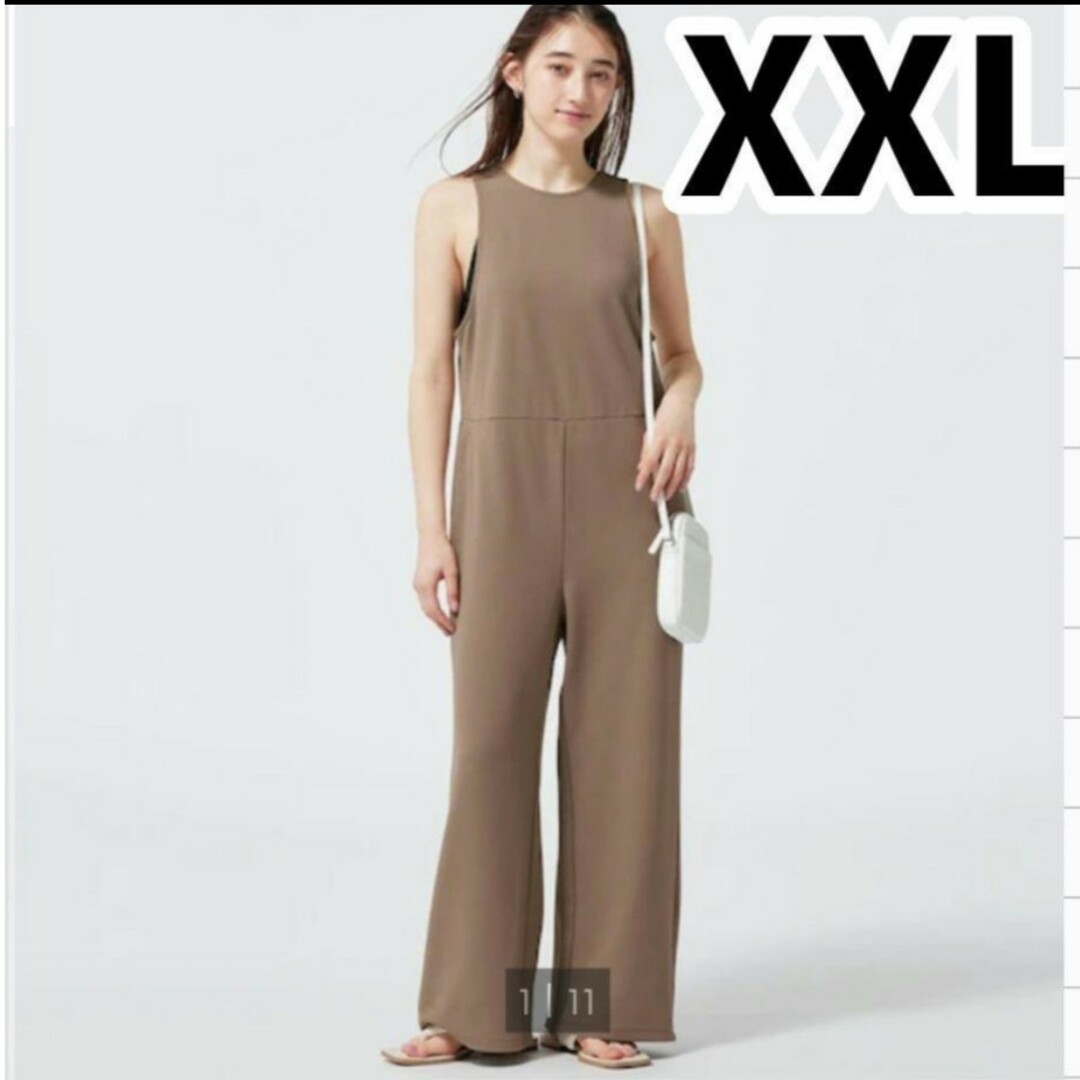 GU(ジーユー)のXXL 　ブラウン　カットソーサロペットパンツ　ユニクロ　ZARA しまむら レディースのパンツ(サロペット/オーバーオール)の商品写真