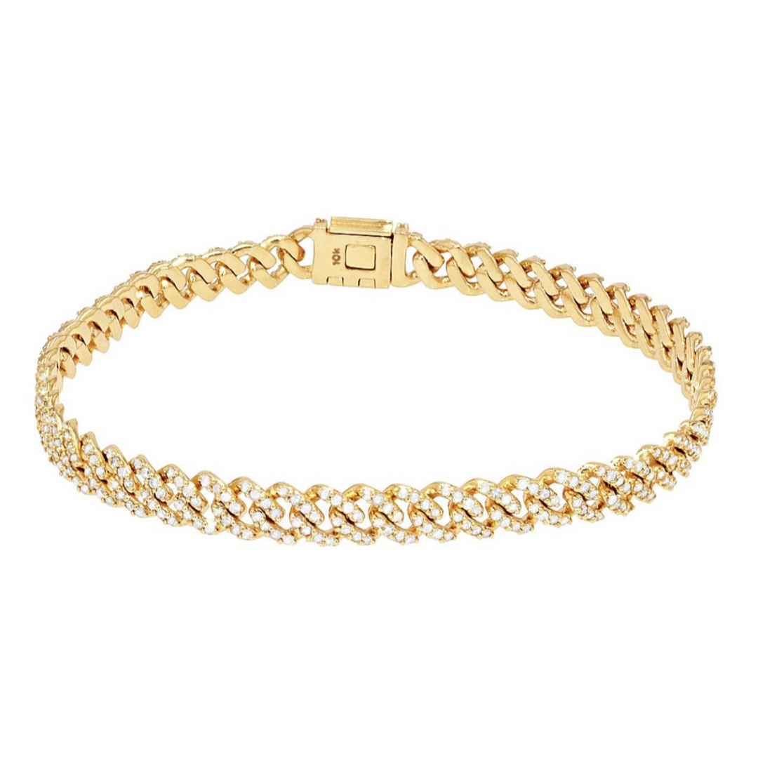 VS 10K Gold Diamond Cuban Bracelet 6MM - ブレスレット