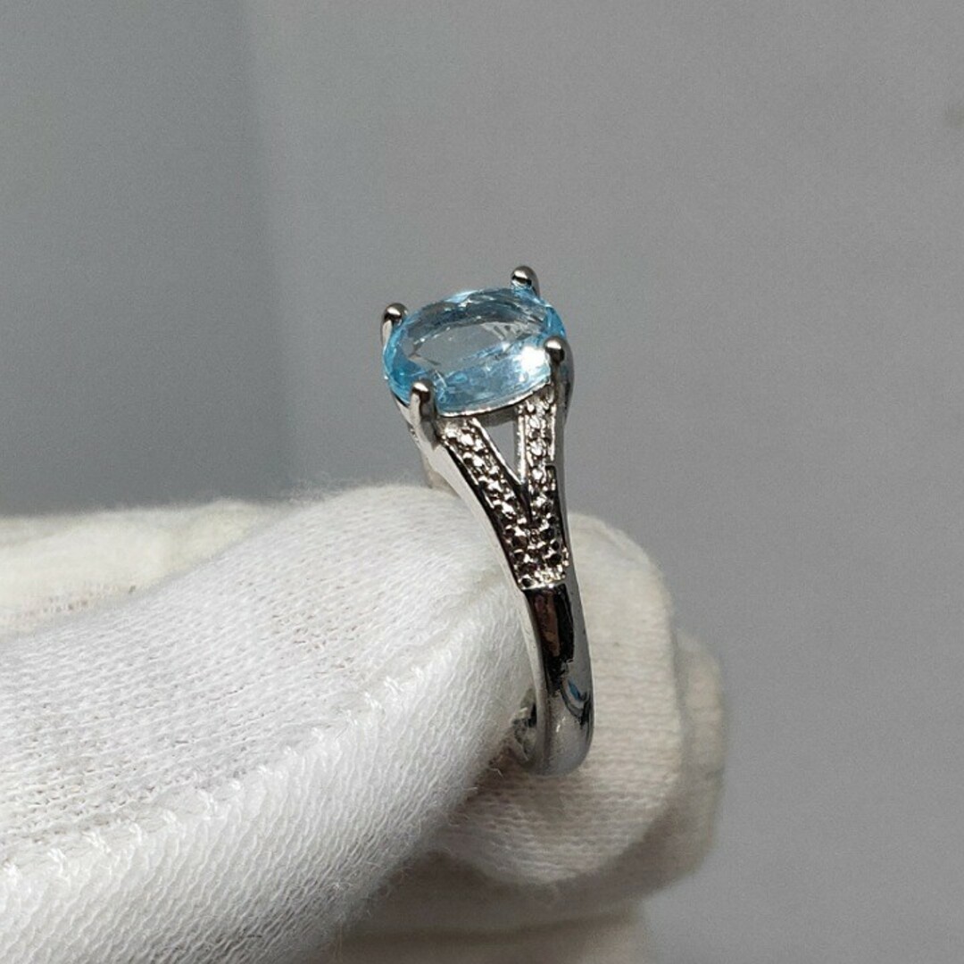 ブルー トパーズ 11月誕生石 リング パワーストーン 指輪 天然石 レディースのアクセサリー(リング(指輪))の商品写真