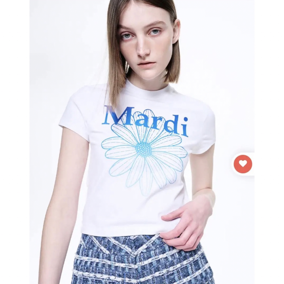 マルディメクルディ クロップドTシャツ レディース ホワイト ショート丈 韓国