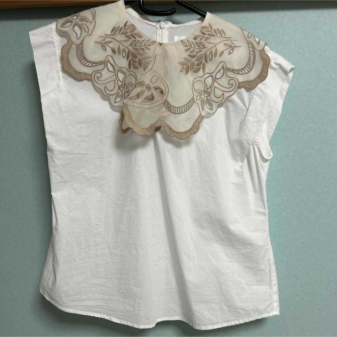 Ameri VINTAGE(アメリヴィンテージ)のAMERI SHEER BIG COLLAR BLOUSE レディースのトップス(シャツ/ブラウス(半袖/袖なし))の商品写真