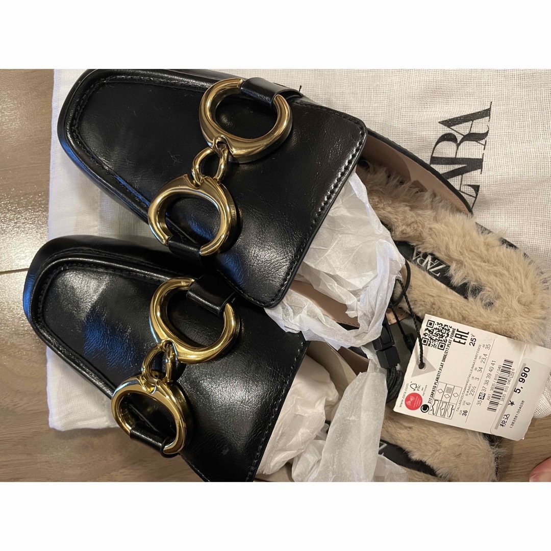 ZARA(ザラ)の新品値札付き　フラットシューズ(ZARA、GAP、UGG、ディーゼル、NIKE レディースの靴/シューズ(スリッポン/モカシン)の商品写真