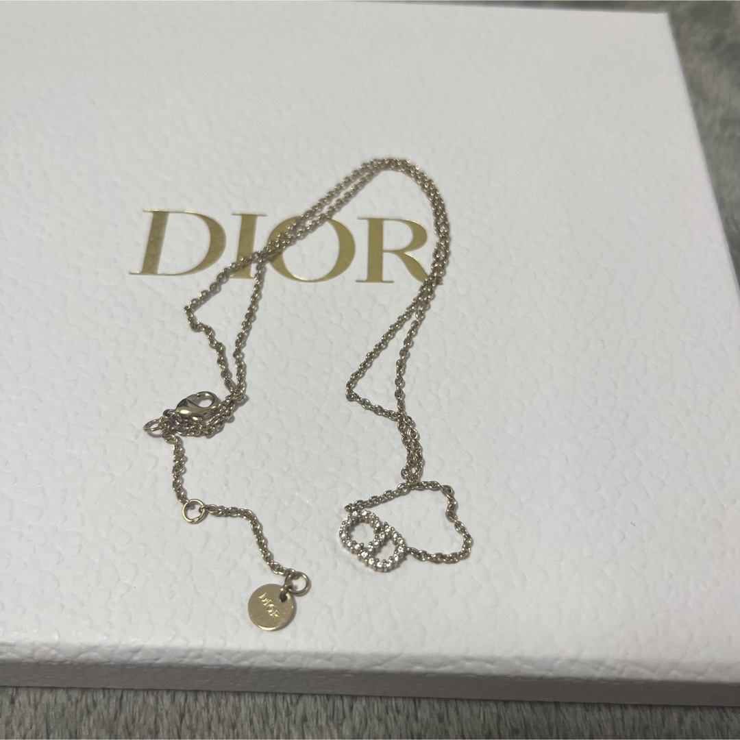 【美品】Dior ディオール ネックレス Diorロゴ ライトストーン 刻印有
