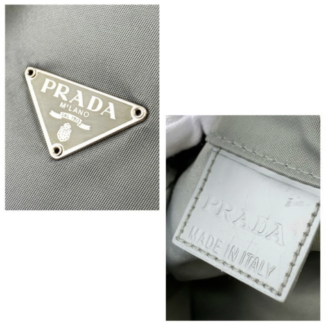 PRADA(プラダ)の新品　PRADA プラダ テスート 巾着 ポーチ ロゴプレート グレー エンタメ/ホビーのおもちゃ/ぬいぐるみ(キャラクターグッズ)の商品写真