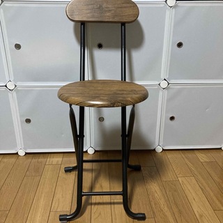 ヴィンテージチェア(ブラウン/茶) 折りたたみ椅子　カウンターチェア　スチール(折り畳みイス)