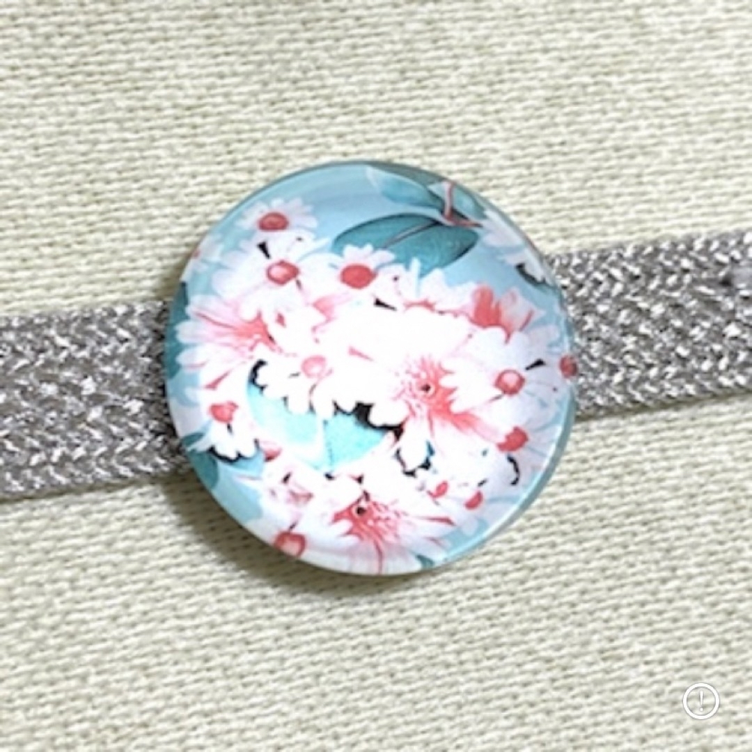 ガラス製 花柄 フラワー 円形 帯留め(B ライトブルー)の通販 by ... 花柄 帯留め