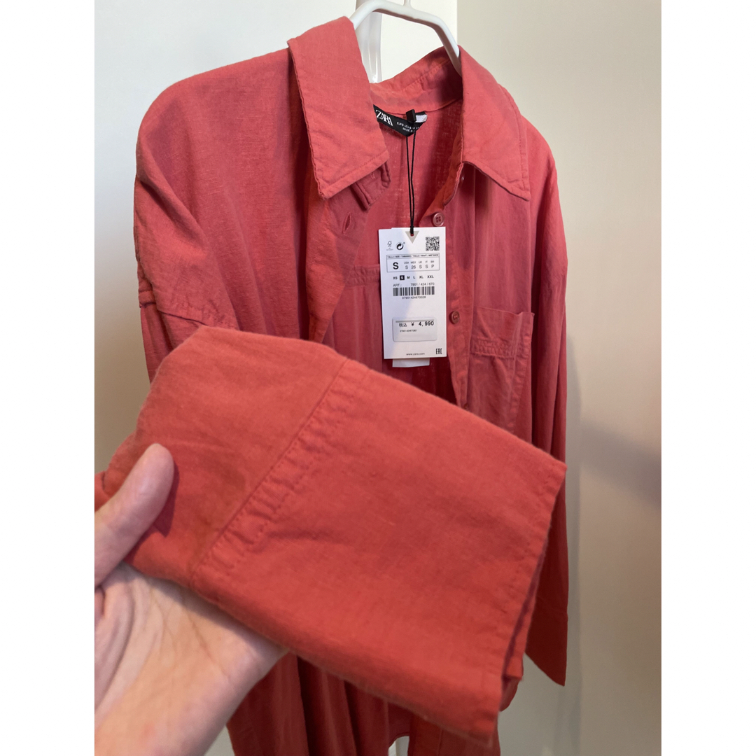 ZARA(ザラ)の新品タグ付き　ZARA オーバーリネンシャツ　 レディースのトップス(シャツ/ブラウス(長袖/七分))の商品写真