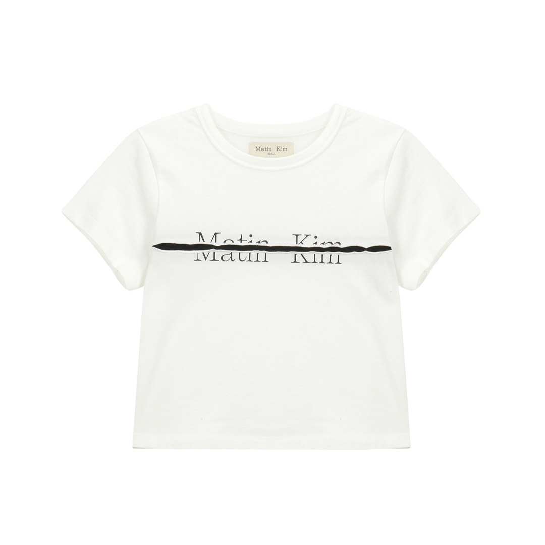 Matin Kim LOGO SILKET CROP TOP White