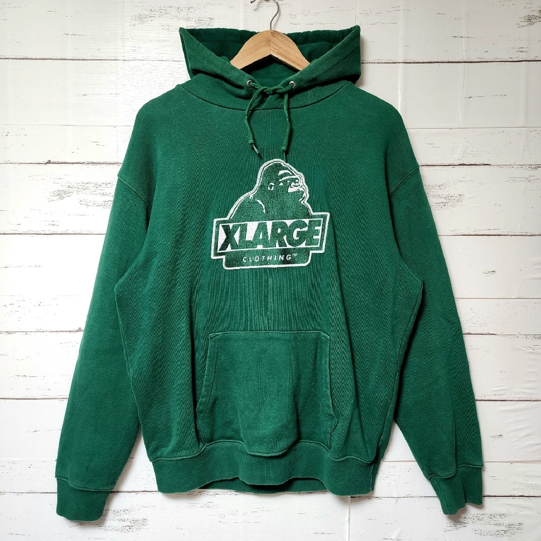 《大人気》XLARGE エクストララージ パーカー グリーン ワッペンロゴ L 1