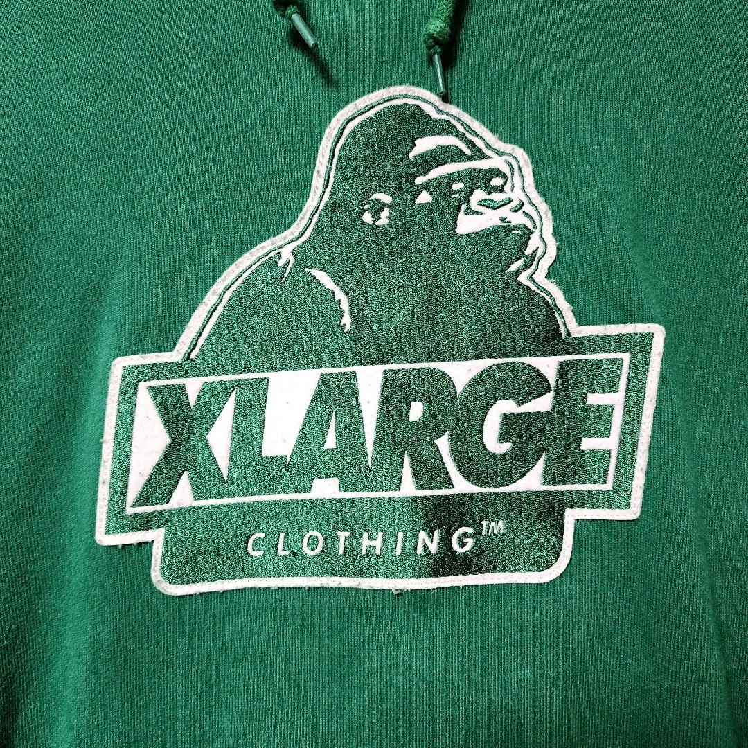 《大人気》XLARGE エクストララージ パーカー グリーン ワッペンロゴ L 3