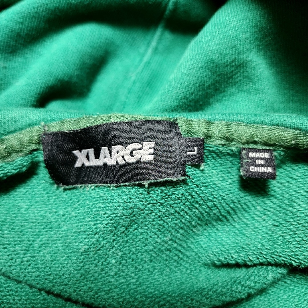 《大人気》XLARGE エクストララージ パーカー グリーン ワッペンロゴ L 7