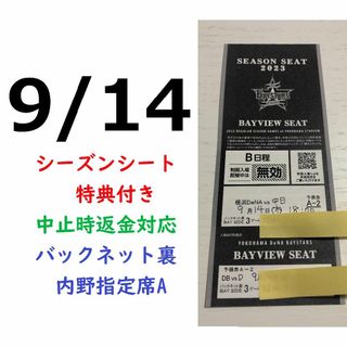 ヨコハマディーエヌエーベイスターズ(横浜DeNAベイスターズ)の【中止補償】9/14横浜DeNAベイスターズ×中日 横浜スタジアムネット裏(野球)