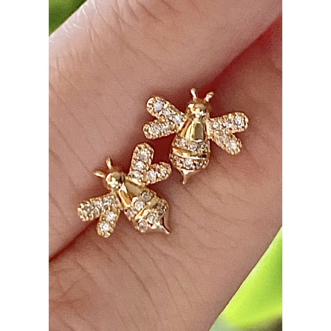 キラッキラ✨ハニービーダイヤモンドピアス🐝Honey Bee🐝 K18YG レディースのアクセサリー(ピアス)の商品写真