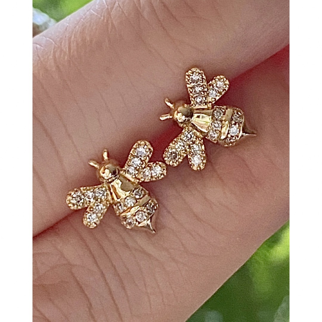 キラッキラ✨ハニービーダイヤモンドピアス🐝Honey Bee🐝 K18YG レディースのアクセサリー(ピアス)の商品写真